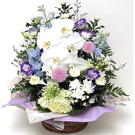 Amazon 花工房フラワーギフト お供え 仏花 ゆりのお供え花 アレンジメント サイズで選べる 色合いで選べる エーデルワイス 花工房 Mサイズ 白上がり フラワーアレンジメント オンライン通販