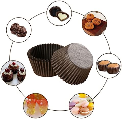 VIKSAUN 1000 Pieces Mini Paper Baking Cups Muffin Cases Cupcake Liners Chocolate Paper Candy Cups Muffin Wrappers Cupcake Cases Cake Decorations Greaseproof Baking Cases Party Supplies (Brown)
