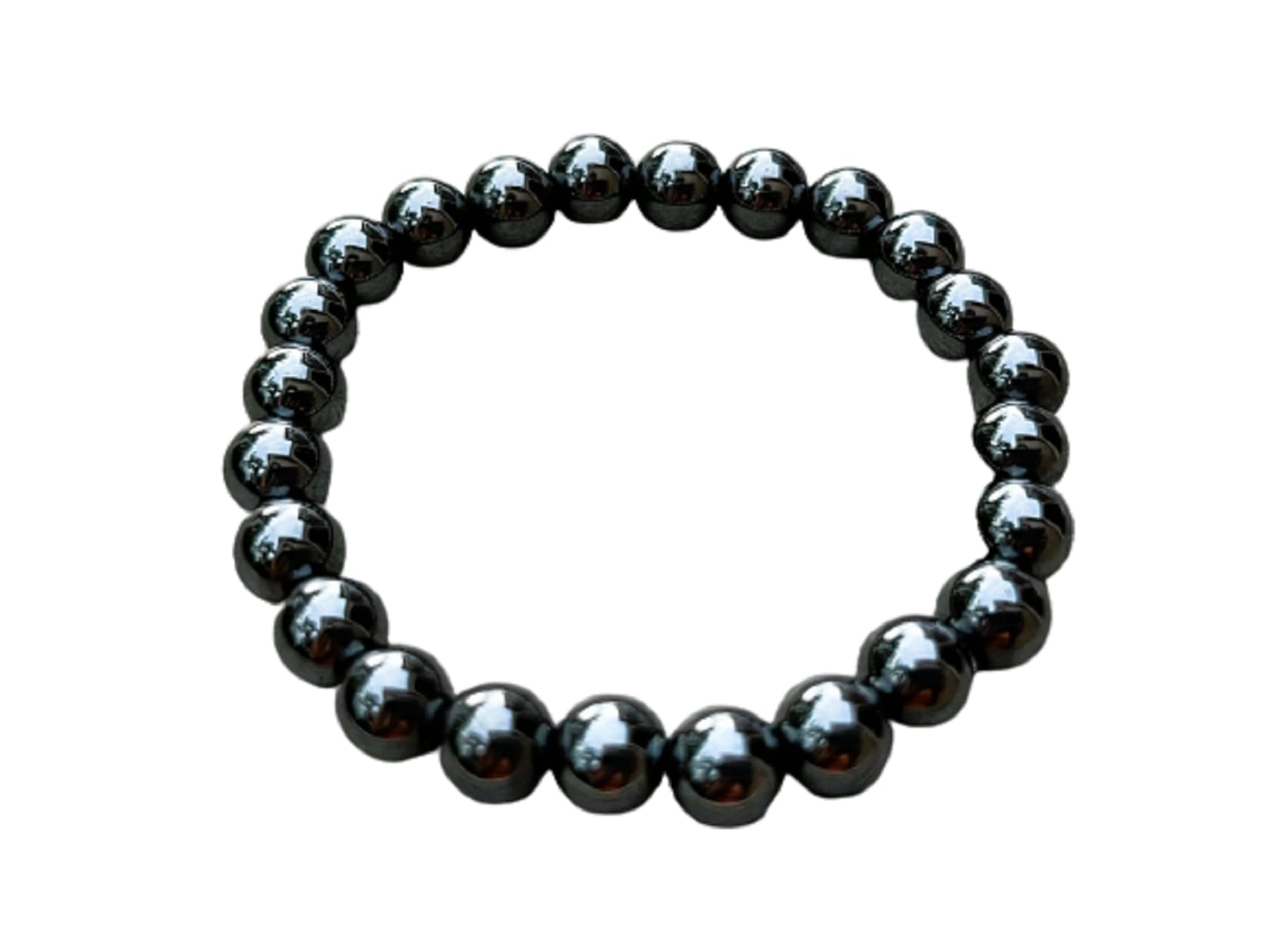 GAF TREASURESGrade A ++ Hematite Crystal Bead Bracelet 7-8mm, Genuine Hematite Stretch Gemstone Bracelet, Healing Crystals, Gift for Men & Women