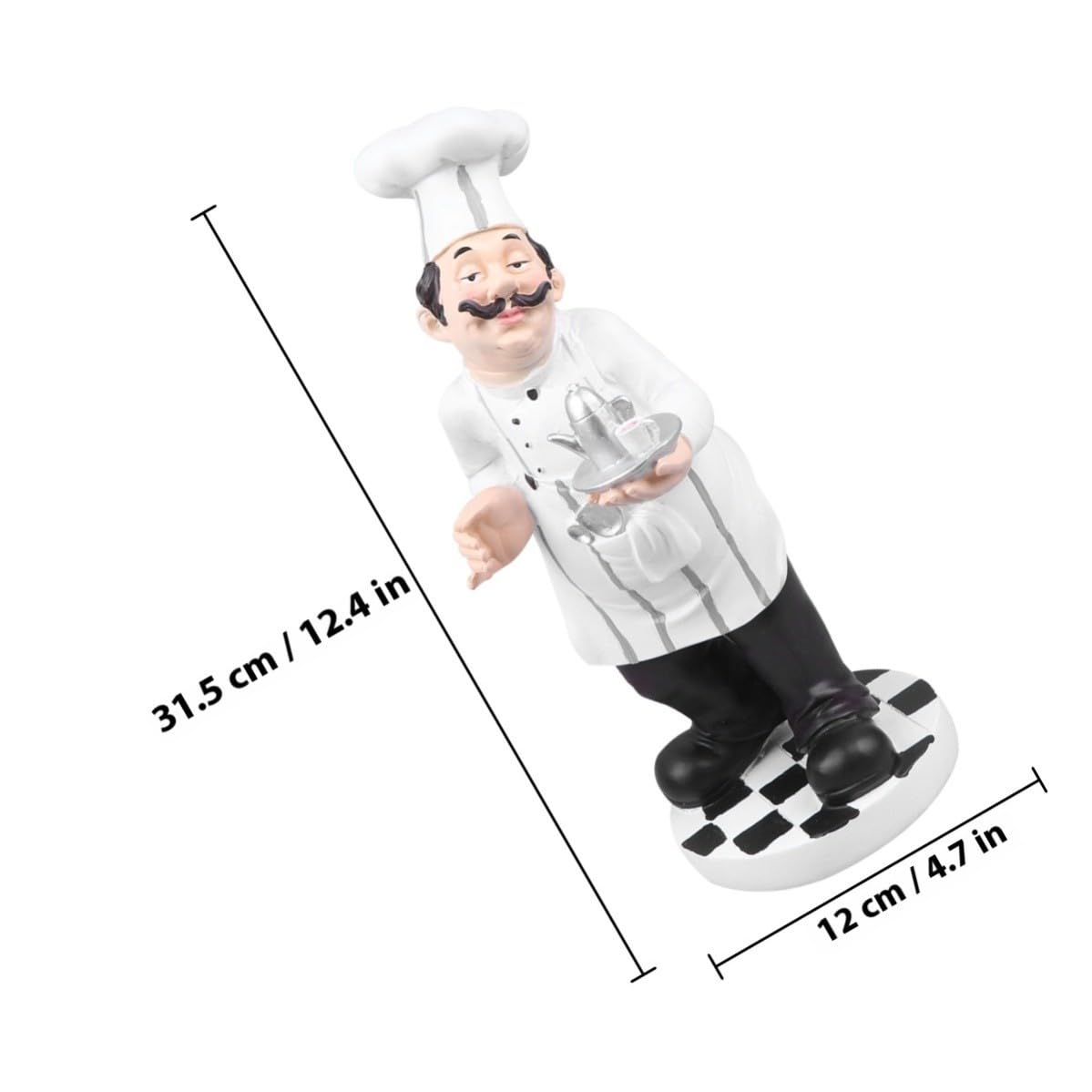 Statuetta Chef in Resina Stile Europeo Bianco, Decorazione Cucina Stabile e Divertente per Caffè e Pasticceria, Figura Chef da Tavolo Unica