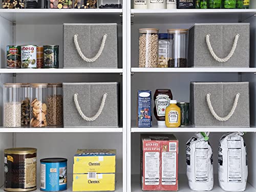 Storageworks Storage Baskets For Shelves, Fabric Closet Storage Bins With Handles, Rectangle Basket Organizer, Grey, 2-Pack #TOP5