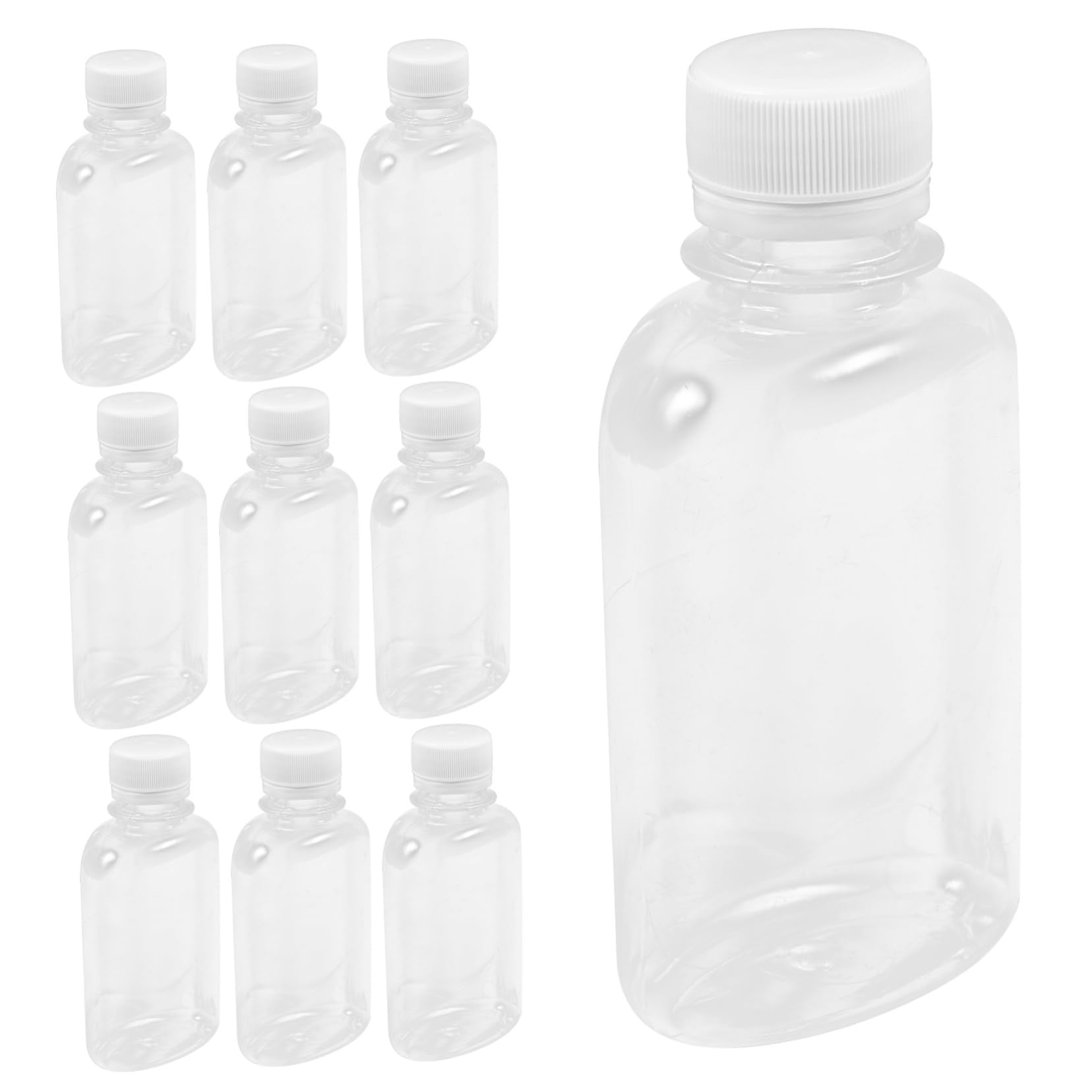 GLEAVI 10Pcs Reusable Empty Juice Bottles with Sealing Caps Portable Beverage Containers for Juice Milk and for Home Parties Go