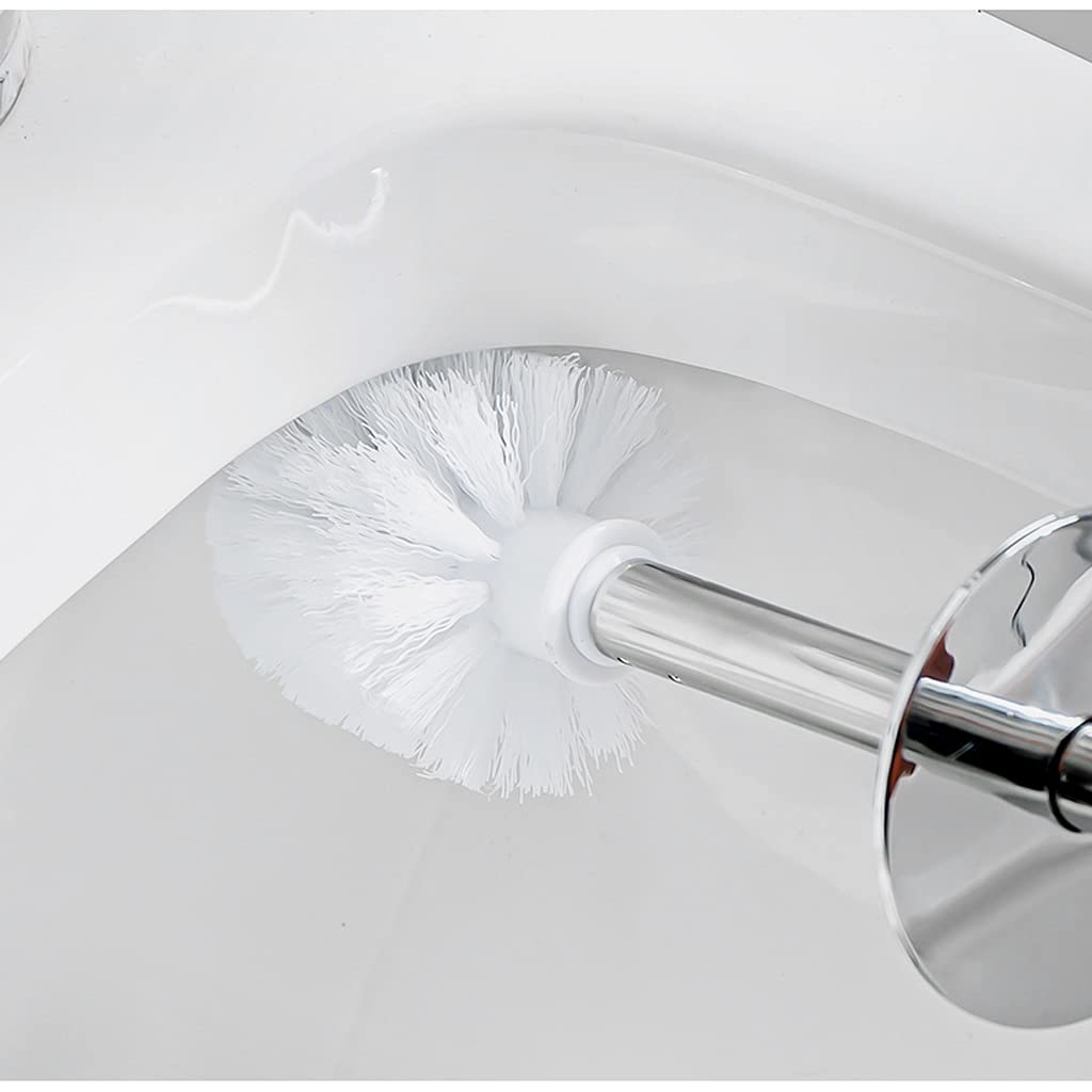 HASMI Klobürste Toilettenbürstenhalter Haushalt Kein Sackgasse WC Reinigungsbürste Badezimmer Weiches Haar Toilettenschüsselbürste Edelstahl Griff Toilettenbürsten Set Toilettenbürste (Color : Wit)