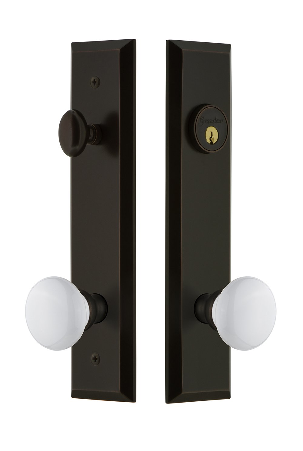 840833 Fifth Avenue Tall Plate Complete Entry Set with Hyde Park Knob, Backset Size - 2.375", Timeless Bronze