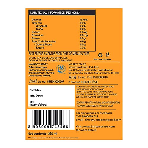 Image of 3Sisters Non Alcoholic Beer - German Lager Flavor - (Pack of 6 Bottles x 330ml each)