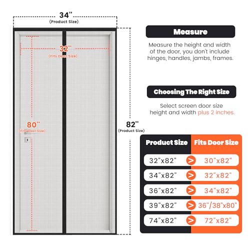 Magnetic Screen Door, Heavy Duty Fiberglass Moustiquaire Magnétique, Screen Mesh with Automatic Block Closure, Walk Through Easily for Kids Pets,Fits Door Size up to 36-38" W x 80" image 6