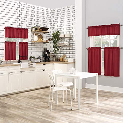No. 918 Martine Microfiber Semi-Sheer Rod Pocket Kitchen Curtain Valance and Tiers Set, 54