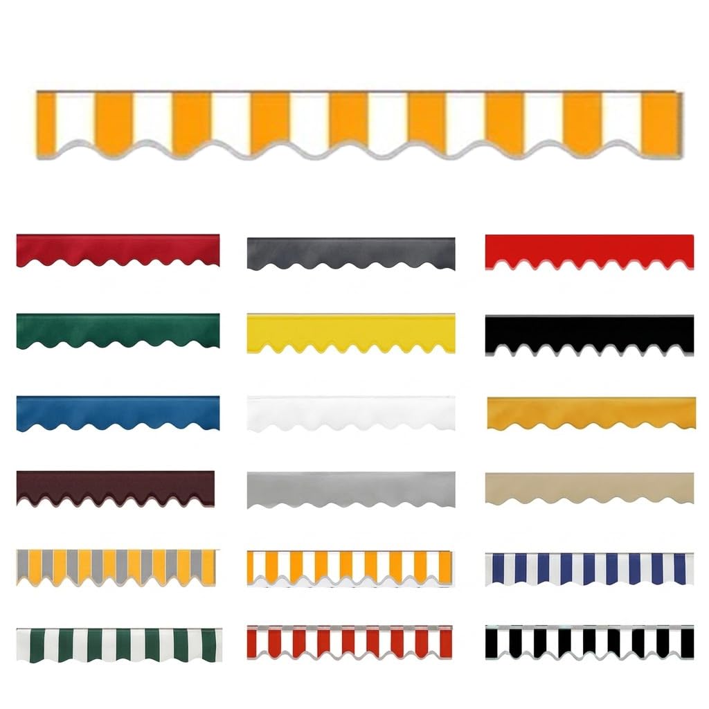 Replacement Awning Valance UV Resistant,Waterproof Fabric Strip Valance Only 26cm Height Durable Scalloped Valance for Awnings Replacement Accessory for Outdoor,Stripe 2,W150xH26cm
