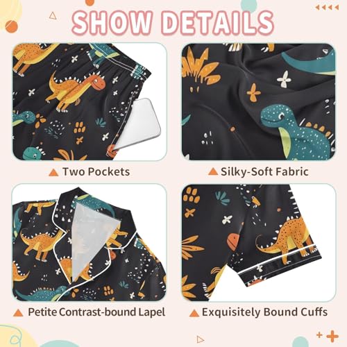 Cartoon Dinosaurs Dots Doodle Pajamas Set Soft Pjs Sets 2 Piece Short Sleeve Sleepwear Casual Loungewear3
