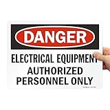SmartSign - U9-1488-ND_10x14 'Danger - Electrical Equipment, Authorized Personnel Only' Label | 10' x 14' Laminated Vinyl Black/Red on White