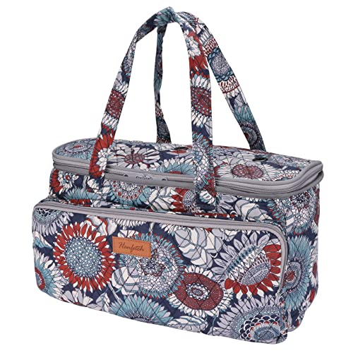 Yarn Bag-Large Size-Yarn Storage Organizer with Grommets-Portable Crochet Bag for Yarn Skeins-Crochet Hooks-Knitting Needles -Other Accessories (Sunflower)