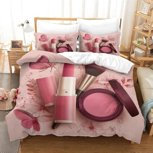 Parure de lit microfibre hypoallergique avec fermeture éclair résistante rose - 3