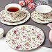 Gracie China by Coastline Imports Cream Rose Chintz All Over Set of 4 Dessert Salad Plates, 8-Inch, Pink Yellow