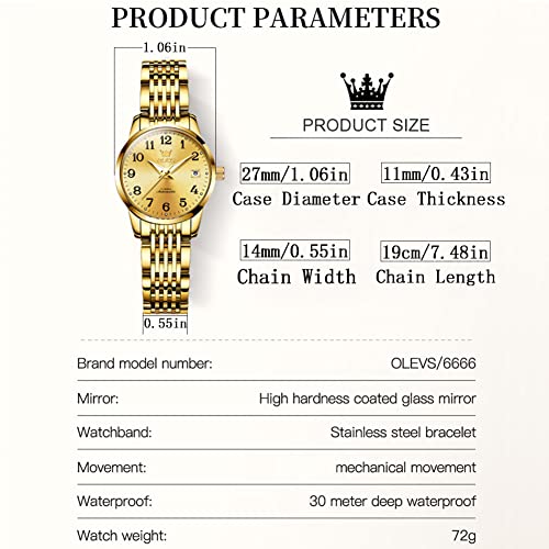 Image of OLEVS Watch Women Silver Watch for Women Luxury Diamond Womens Watches for Small Wrist Stainless Steel Waterproof Analog Quartz Date Elegant Reloj para Mujer