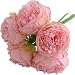Felice Arts Silk Peony Bouquet 5 Heads Artificial Fake Flower Bunch Bouquet Bridal Bouquet Wedding Living Room Table Home Garden Decoration, Hot Pink