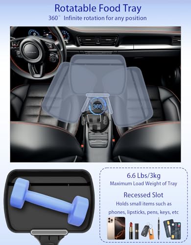 Portavasos para carro 4 en 1 con bandeja y soporte ajustable miniatura 6