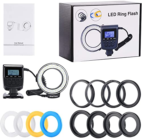Macro 48 LED-Bague Anneau Lumineux, Emiral - Flash Annulaire, LCD Contrôle de la Puissance, (4 x Diffuseur Transparent/Clair/Bleu/Blanc), pour Canon/Nikon/panasonic appareils Photo. - Image 7