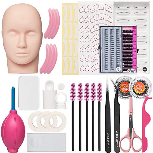 Geisofu Eyelash Extension Practice Kit, Professional Mannequin Head Tool Set Eye Lashes Graft For Makeup Practice(#2)