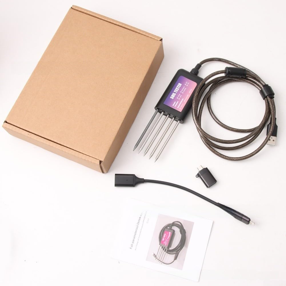Probador de suelo NPK Medidor de PH, inalámbrico para sensor inteligente para temperatura de humedad, IP68 impermeable para jardín para Android