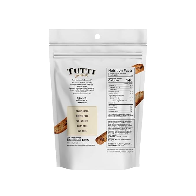 Tutti Gourmet Biscotti de Pistacho y Arándano sin Gluten 283g miniatura 3