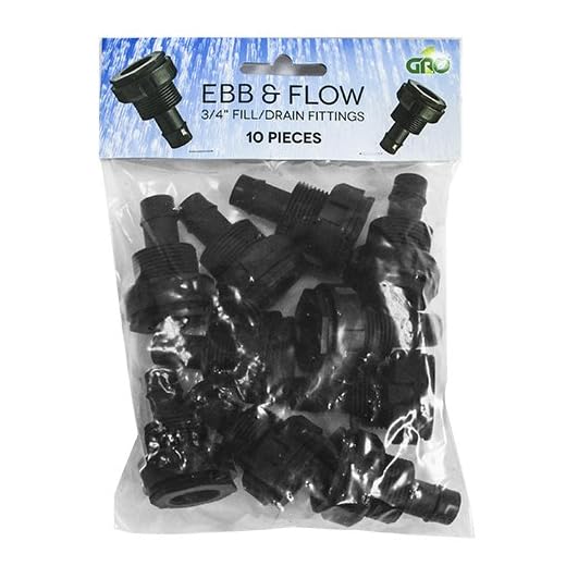 Ebb and Flow Hydroponics Control System Parts, 3/4'' Fill Drain, 10 Pack, Flood and Drain Irrigation Kit, Tools and Fittings, 388075