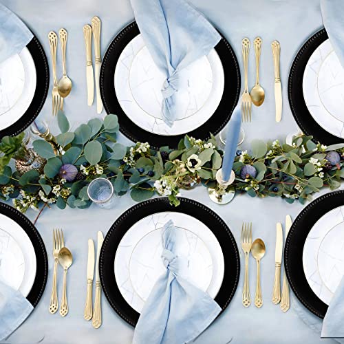 Dacakews Metallic Bead Charger Plates 13Inch, Set 10Pcs Black Plastic Round Charger Plates Bulk Wedding, Dinner,Wedding,Party,Event,Decoration (Beaded Black10) #TOP2