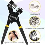Heavy Duty Grommet Tool Kit with 1/2 Inch Die and 300 Sets of 12MM Grommets,Handheld Manual Eyelet Tool Rivet Press Punch Pliers for Leather Canvas Fabric.