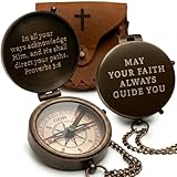 Baptism Gifts for Boys – Confirmation & First Communion Compass Gift – Catholic Christian Brass Pocket Compass with Scripture – Religious Keepsake for Christening – Gift for Godson, Son, or Grandson
