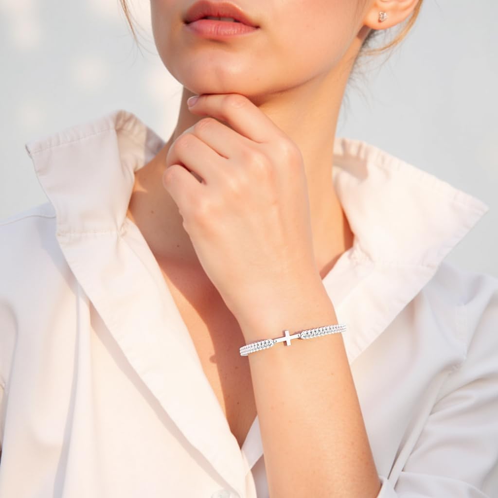 Cross Bracelet for Women Men Adjustable Handmade Wax Rope Bracelets for Protection Jesus Christian Cross Matching Bracelets Minimalist Jewelry - Image 3
