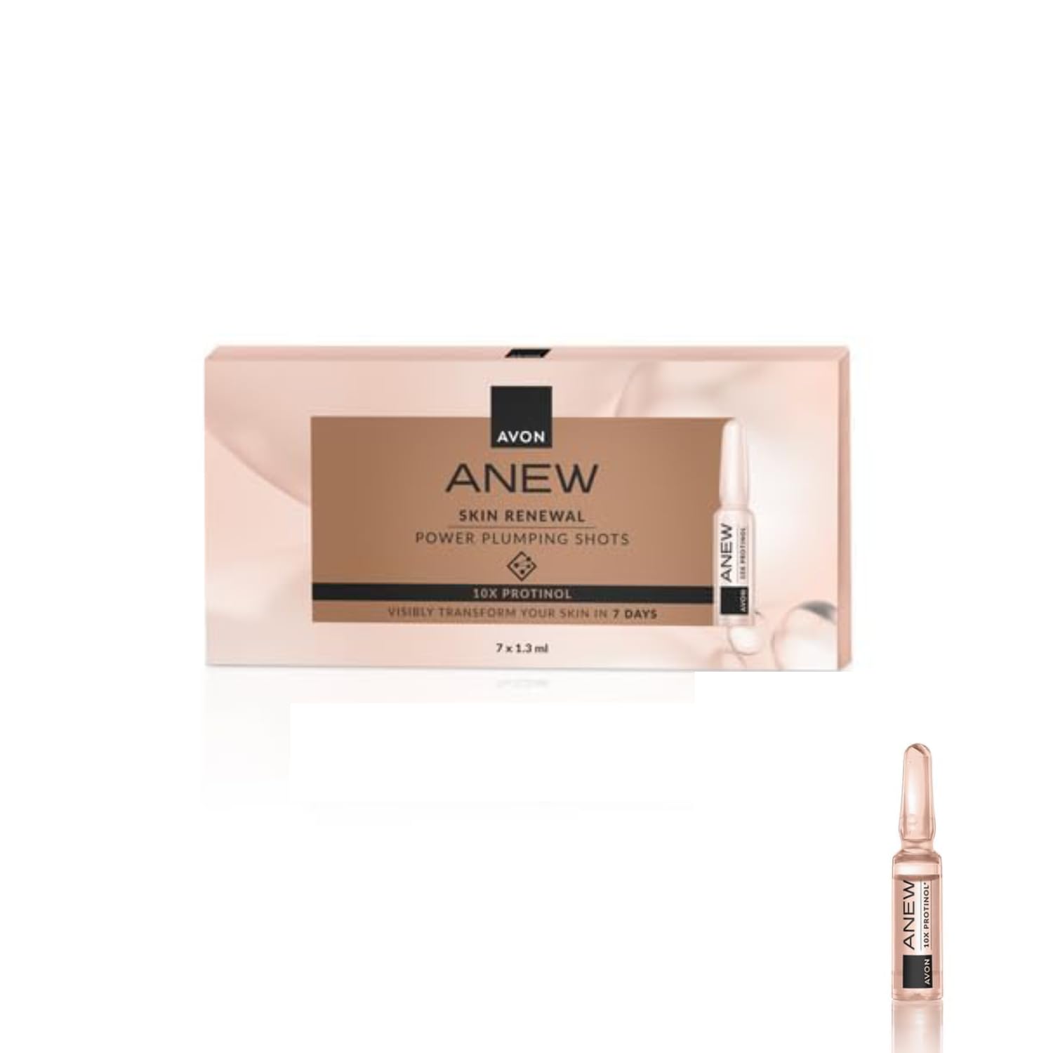 Avon Anew Skin Reset Plumping Shots Pack of 7 x 1.3ml, Formulated with Protinol™ Technology, Smoother, Plumper-Looking Skin, Restores Firmness & Elasticity, Cruelty Free