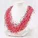 Handmade Red pearl necklace station necklace protective necklace Seed bead necklace Red statement necklace Red bib necklace Red Bridesmaids necklace
