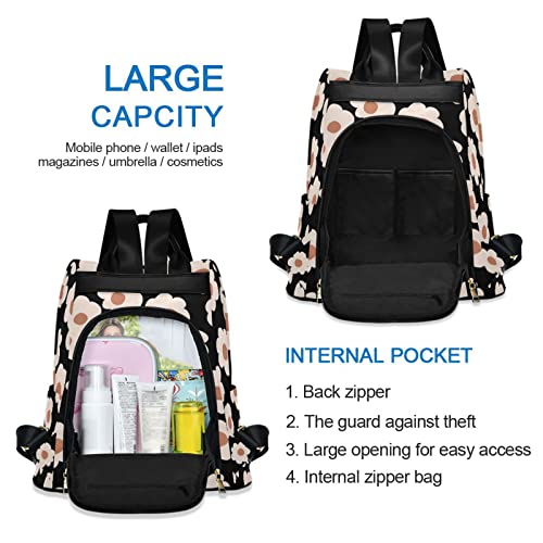 Image of Fustylead Boho Flower Print Fashion Backpack Purse for Women Anti Theft Back Pack Shoulder Bag