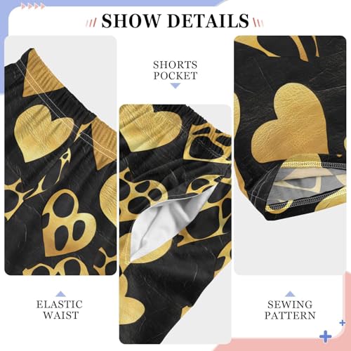 Pajama Pants Golden Black Leopard Hearts PJ Bottoms Sleepwear Lounge Sleep Pant with Pockets4