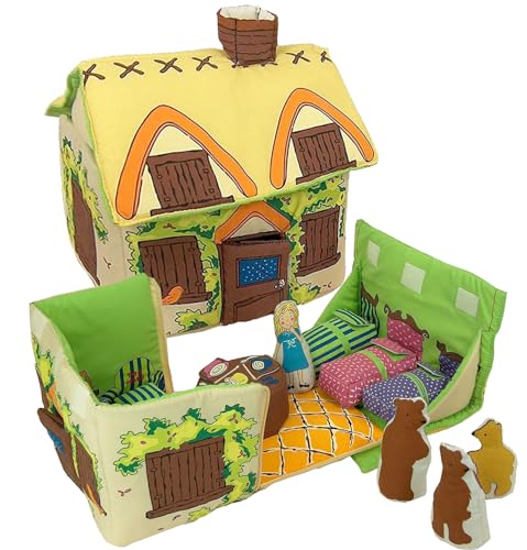 Image of Pockets of Learning Goldilocks and The Three Bears Fabric Interactive Pretend Soft Play Activity Set