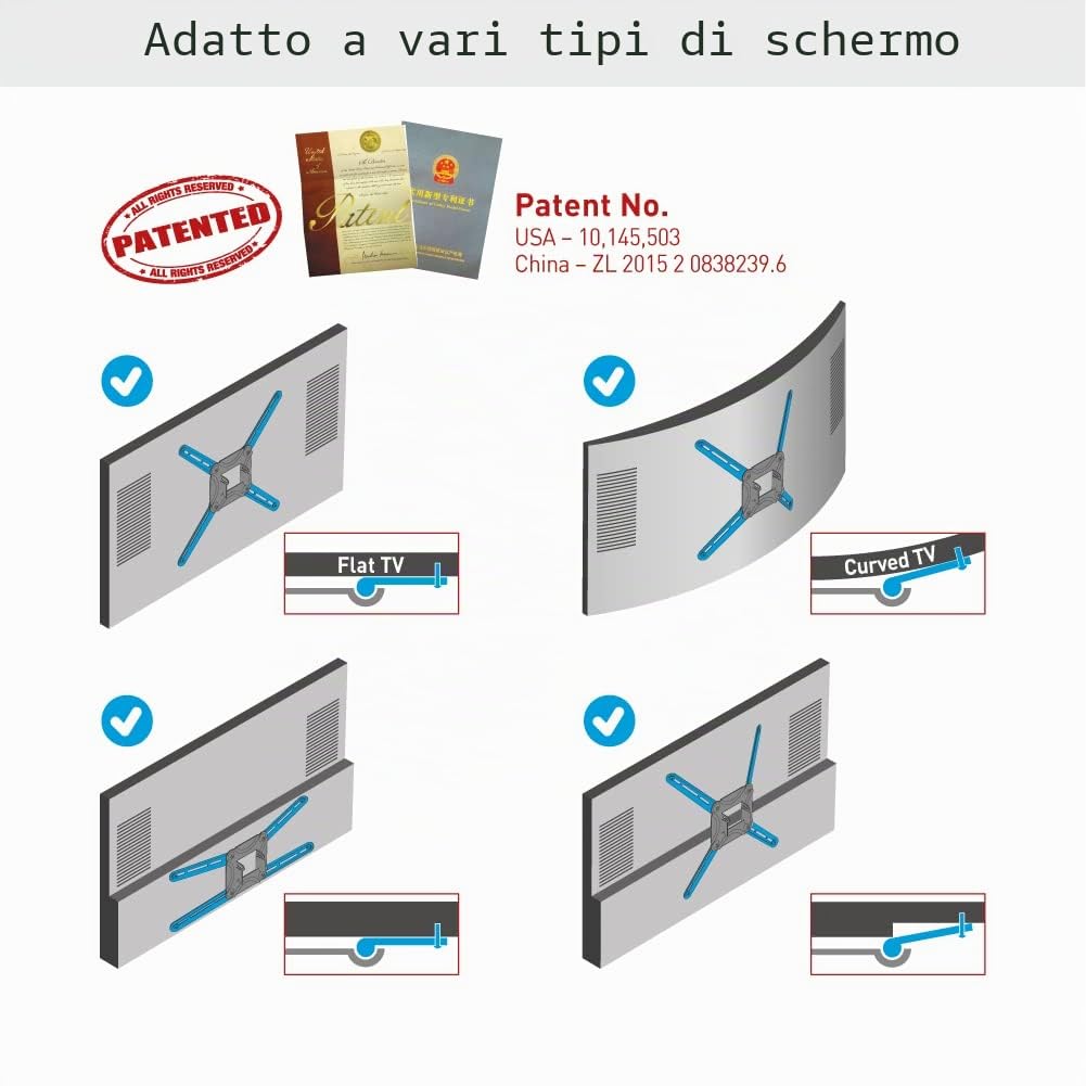 Barkan Supporto da parete per TV da 102 cm lungo 13-83 pollici orientabile / inclinabile / Full Motion per LED LCD OLED max. VESA 600 x 400