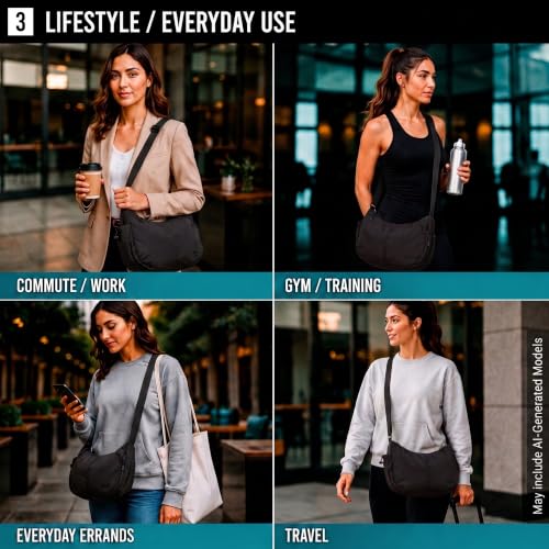 Image of Reebok Womens Crossbody Bag - Lightweight Stylish Nylon Quilted and Non-Quilted Everyday Crossbody Sling Bags for Women