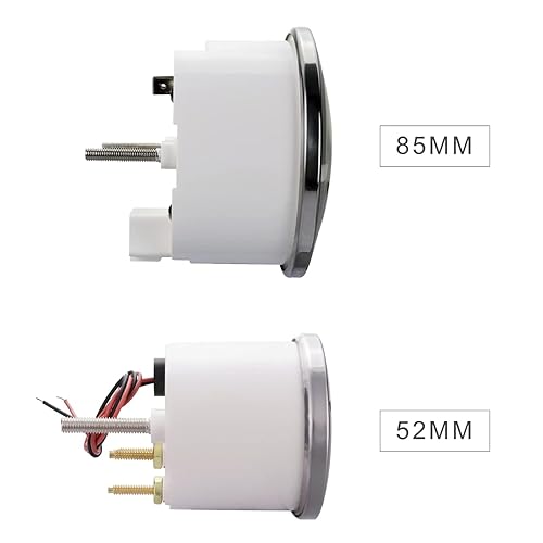 Miniatura 4 de MOTOR METER RACING - Juego clásico de 6 medidores con velocímetro eléctrico GPS, odómetro digital, esfera blanca, aguja negra, iluminación de