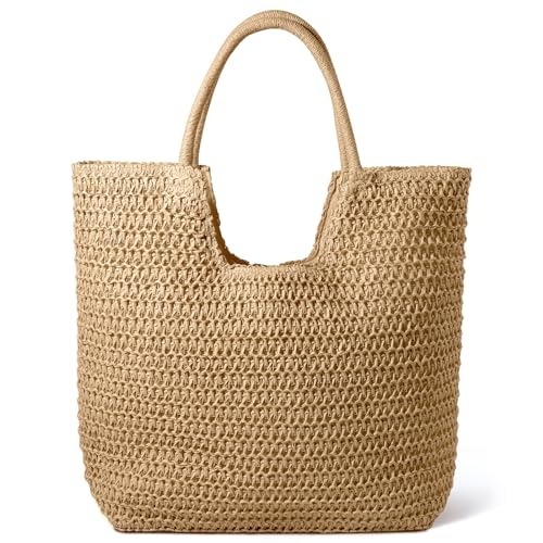Image of Hommtina Straw Beach Bag - Womens Crossbody Shoulder Vacation Purse for Summer