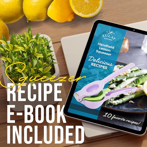 Image of Zulay Kitchen Metal 2-in-1 Lemon Squeezer - Sturdy Max Extraction Hand Juicer Lemon Squeezer Gets Every Last Drop - Easy to Clean Manual Citrus Juicer - Easy-Use Lemon Juicer Squeezer - Purple /Lime