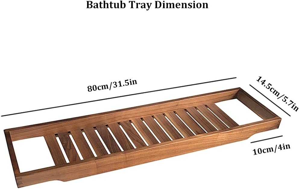 Caddy, Wooden Bath Tray, Long Slatted Bathtub Holder, Versatile Shelf, Bath Accessories, Spa Gift for Women (Color : Black Walnut, Size : 80 * 14.5cm)