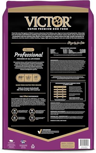 Image of VICTOR Professional Dry Dog Food - Gluten-Free Active Dog Kibble, 50 lb | Super Premium Dog Food, 26% Protein, Beef, Chicken and Pork Meals, For High Energy and Active Dogs and Puppies, 50lbs