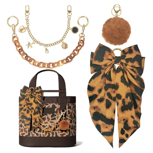 Kaitiaki 4PCS Tote Bag Decor Kit Decorative Bow & Pom Pom Accessories Compatible with YETI Camino 20/35/50 Carryall Bogg Beach Tote Bags (Wetlands Camo)