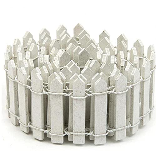 MERAXI Mini Small Barrier Wood Fence Wooden Craft Miniature Fairy Garden Micro Dollhouse Plant Pot Decor Paling Showcase Decoration White