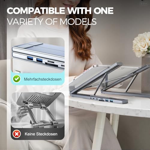 QITELL 8-in-1 USB-C Laptop Stand & Docking Station - 3