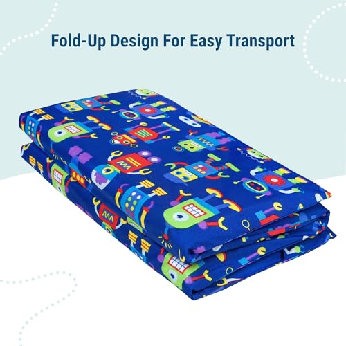Image of Wildkin Kids Microfiber Nap Mat Cover - Soft, Durable & Fits 1.5 inch Vinyl Sleep Mats (Robots)