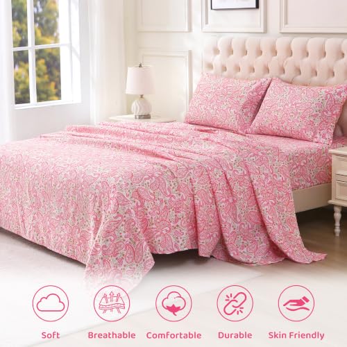 Image of Mooreeke Cozy Floral Paisley Microfiber Printed Full Sheet Set