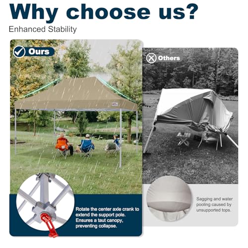 Image of MASTERCANOPY 10x20 Heavy Duty Pop Up Canopy Tent with Roller Bag(Beige)