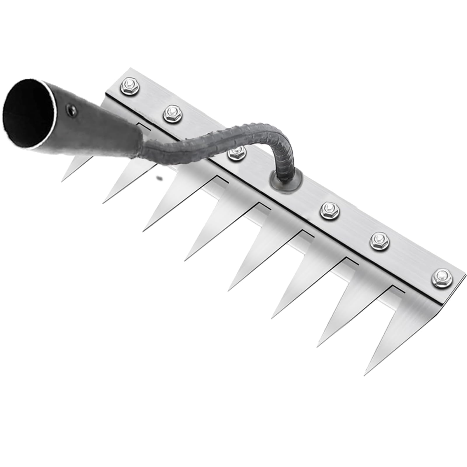 Rastrello per diserbo per giardinaggio, rastrelli in ferro da gardenia per cortile, prato, piccola fattoria, rastrello con denti in metallo affilati, attrezzo da giardino resistente per diserbo senz