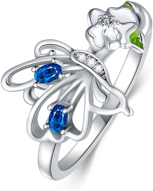 PEIMKO Butterfly Open Ring Sterling Silver Cute Butterfly Ring Adjustable Dainty Animal Statement Ring for Women Girls