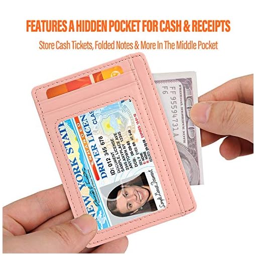 Slim RFID Blocking Card Holder Leather Front Pocket Wallet for Women - Image 4